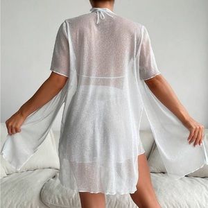 SHEIN white glitter cover up (without bikini)